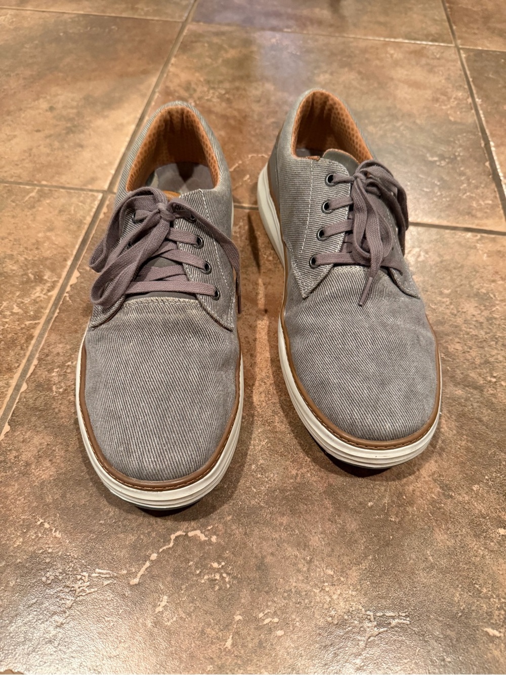 Men's Sketcher Casual Gray Canvas Lace-Up Shoes (Size 13)